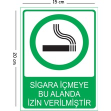 Mayeka Metal Sigara Içmeye Bu Alanda Izin Verilmiştir 15X20 cm Uyarı Iş Güvenliği Levhası