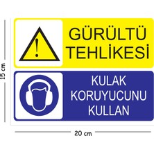 Mayeka Metal Gürültü Tehlikesi Kulak Koruyucunu Kullan 15X20 cm Uyarı Iş Güvenliği Levhası