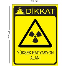 Mayeka Metal Dikkat Yüksek Radrasyon Alanı 15X20 cm Uyarı Iş Güvenliği Levhası