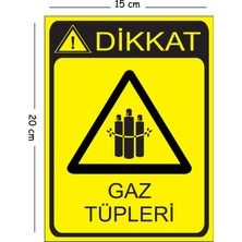 Mayeka Metal Dikkat Gaz Tüpleri 15X20 cm Uyarı Iş Güvenliği Levhası