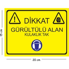 Mayeka Metal Dikkat Gürültülü Alan Kulaklık Tak 15X20 cm Uyarı Iş Güvenliği Levhası