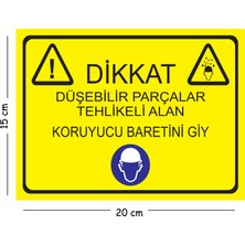 Mayeka Metal Dikkat Düşebilir Parçalar Tehlikeli Alan Koruyucu Baretini Giy 15X20 cm Uyarı Iş Güvenliği