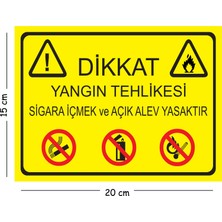 Mayeka Metal Dikkat Yangın Tehlikesi Sigara Içmek ve Açık Alev Yasaktır 15X20 cm Uyarı Iş Güvenliği Levhası