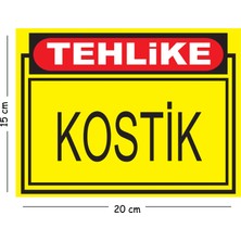 Mayeka Metal Tehlike Kostik 15X20 cm Uyarı Iş Güvenliği Levhası