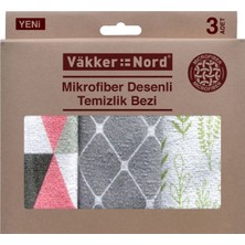 Vakker Nord Mikrofiber Desenli Temizlik Bezi 3'lü 3 Adet