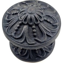 Nacario Antika Tarz Dekoratif Pirinç Çiçekli Kapı Tokmağı - 80 mm Çap, Oksit