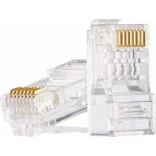 BeeSpeed Cat5 Altın Uçlu RJ45 Network Konnektör 100 Adet | 8P8C Ethernet Kablosu Jack Terminalleme
