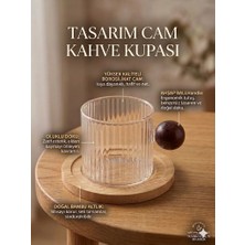 Yakut Bambu Altlıklı Akasya Kulplu Cam Espresso Kahve Fincanı 1 Adet