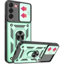 SiHako Newface Galaxy S22 Kılıf Pars Lens Yüzüklü Silikon - Yeşil