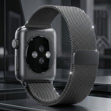 bbtech Apple Watch Series 11/10/9/8/7/6/ultra 3-2/se 3-2 Uyumlu 44/45/46/49MM Milano Loop Kordon Metal Hasır Mıknatıslı Loop Kayış Lansman Milanes Metal Örgü Manyetikli Kordon