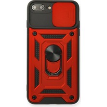 Raftan Topla Iphone 7 Plus Kılıf Pars Lens Yüzüklü Silikon - Kırmızı