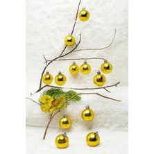 4 Adet Yılbaşı Süsü Metalize ve Parlak Top Gold 4 cm 12'li (6 Parlak, 6 Metalize)