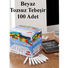 Artlantis Beyaz Tebeşir Tozsuz 100 Lü 1 Paket Nova Color Tozsuz Beyaz Tebeşir Tahta Tebeşiri Okul Sınıf