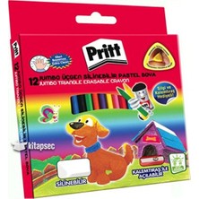 Pritt Silinebilir Jumbo Üçgen Pastel Boya 12 Renk Silgi ve Kalemtraş