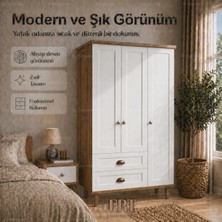 Duha 3 Kapaklı Gardırop Natural Meşe/dişbudak Beyaz