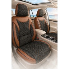 Trobus Peugeot 408 2022 ve Sonrası Araca Uyumlu Koton Kumaş Kapitone Bel Destekli Koltuk Kılıfı Softcotton Serisi Taba