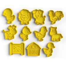 Cestopieno 11 Adet Çiftlik Hayvanları Seti Hamur Şekillendirici/kurabiye/seramik/polimer(5-6 Cm) Karışık Renk