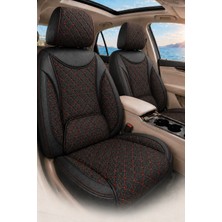 Trobus Hyundai Elantra 2011 ve Sonrası Araca Uyumlu Koton Kumaş Kapitone Bel Destekli Koltuk Kılıfı Softcotton Serisi Kırmızı