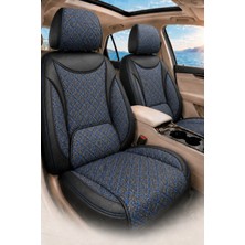 Trobus Fiat Albea 2002-2012 Araca Uyumlu Koton Kumaş Kapitone Bel Destekli Koltuk Kılıfı Softcotton Serisi Mavi