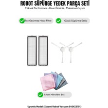 Asgard Grup Robot Vacuum S40C(E101) ile Uyumlu 2 Yan Fırça 2 Filtre 1 Temizlik Bezi