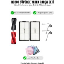 Asgard Grup Roborock Saros 20 ile Uyumlu 1 Ana Fırça 2 Yan Fırça 2 Filtre 1 Temizlik Bezi