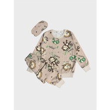 Aliş Kids Erkek Çocuk Pamuklu Bej Safari Desenli Uzun Kollu Gözlük Bantlı Mevsimlik Pijama Takımı