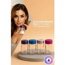İlkyaz Fashion Giulia 4’lü Mini Cam Tuzluk Seti - 9 cm Modern Ergonomik Renkli Baharatlık Takımı 722870