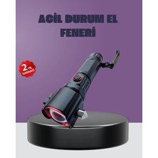 İlkyaz Fashion Güçlü Işıklı El Feneri Acil Durum Çekiç ve Pusula