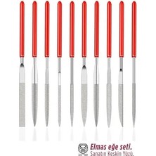 İlkyaz Fashion 10'lu Profesyonel Elmas Eğe Seti | Hassas Metal Ahşap Cam Işleme Törpüsü 722921