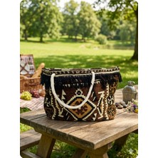 Ayder Online Satış Püskül Detaylı Otantik Kilim Desenli Çok Amaçlı Taşıma Çantası