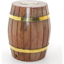 Nemere İthalat Pirinç Ahşap Fıçı Kumbara 12.5 cm Nemere Ithalat