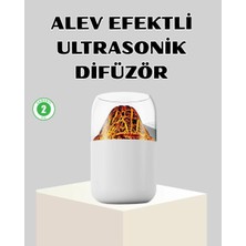 Nemere İthalat Ultrasonik Alev Efektli Aromaterapi Difüzörü USB Şarjlı ve Otomatik Kapanma Özellikli Nemere �