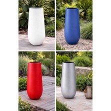Mydecorza Fiberglas Bahçe ve Ev Dekorasyonu Saksı Dikey Vazo Modeli Fiberglas Renk: Gri/Beyaz/Turuncu Ölçü: 25 cm x 70 cm