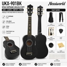 NW NessiWorld Siyah Soprano Ukulele Seti (Askı + Çanta + Metot + Pena)