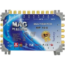 Nacario Mag Platinum 10/8 Multiswitch - 10 Giriş 8 Çıkışlı Merkezi Uydu Santrali Hybrid 4K 3D Destekl