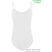 Alışveriş Meydanı Beyaz İnce Askılı Çıtçıtlı Kancalı Bayan Likralı Zıbın Body Atlet