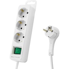 LTG Nova Akım Korumalı Uzatma Kablosu 3 Priz Anahtarlı 306 Joule 3g1.0mm Tam Bakır 1.5m - Beyaz SPGF03