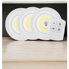 Epilons Spot Lamba Led Işık 3'lü Uzaktan Kumandalı Pilli Yapışkanlı Kablosuz