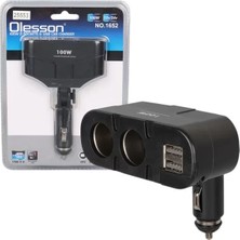 Nacario Olesson 1652 12-24V Çift USB Girişli 100W 2'li Araç Çakmak Çoklayıcı
