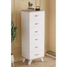 Aeka -3038 Belinda 6 Çekmeceli Şifonyer Parlak Beyaz 132 cm Yükseklik 45 cm Genişlik 36 cm Derinlik