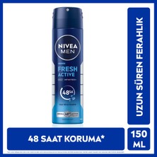 NIVEA MEN Erkek Sprey Deodorant Fresh Active 150ml, Ter Kokusuna Karşı 48 Saat Koruma, Aluminyum İçermez