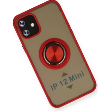 LTG Nova Iphone 12 Mini Kılıf Montreal Yüzüklü Silikon Kapak - Kırmızı