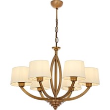Avonni AV-1876-6ES Eskitme Kaplama Modern Avize E27 Metal Kumaş H: 80 cm, Ø: 65 cm