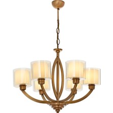 Avonni AV-1876-6E Eskitme Kaplama Modern Avize E27 Metal Cam H: 80 cm, Ø: 65 cm