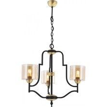 Avonni AV-4162-3E Eskitme Kaplama Modern Avize E27 Metal Cam H: 100 cm, Ø: 62 cm