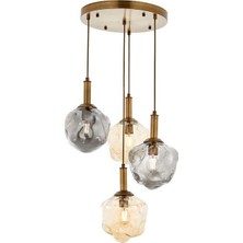 Avonni AV-1775-4ET Eskitme Kaplama Modern Avize E27 Metal Cam H: 100 cm, Ø: 40 cm