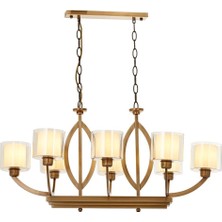 Avonni AV-1876-8E-YM Eskitme Kaplama Modern Avize E27 Metal Cam H: 90 cm, WxD: 100x55 cm