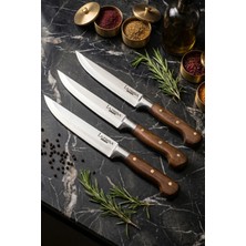LAZBİSA Hand Craft Mutfak Bıçak Seti Et Ekmek Sebze Meyve Bıçağı 3 Lü Set Günlük Kullanım ( Mtf-003 )