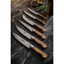 Lazbisa Hand Craft Mutfak Bıçak Seti Et Ekmek Sebze Bıçağı 6 Lı Set Günlük Kullanım ( Mtf-038 )