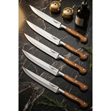 Lazbisa Hand Craft Mutfak Bıçak Seti Et Ekmek Sebze Meyve Doğrama Bıçağı 5 Li Günlük Kullanım ( Mtf-051 )
